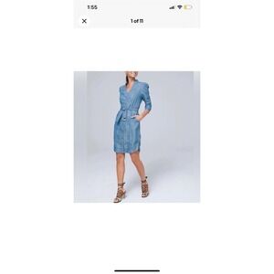 Women's White House Black Market 3/4 Sleeve Soft Denim Blue Dress Size 6